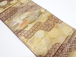 道長取りに鳳凰・華紋・古典柄織り出し袋帯